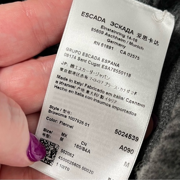 Escada Gray Ribbed Cashmere Virgin Wool Sweater - Picture 5 of 7